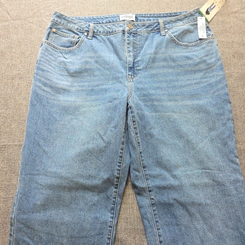 NEW Remi Bader Women's 18W Blue Denim Plus Size Loose Fit Straight Jeans